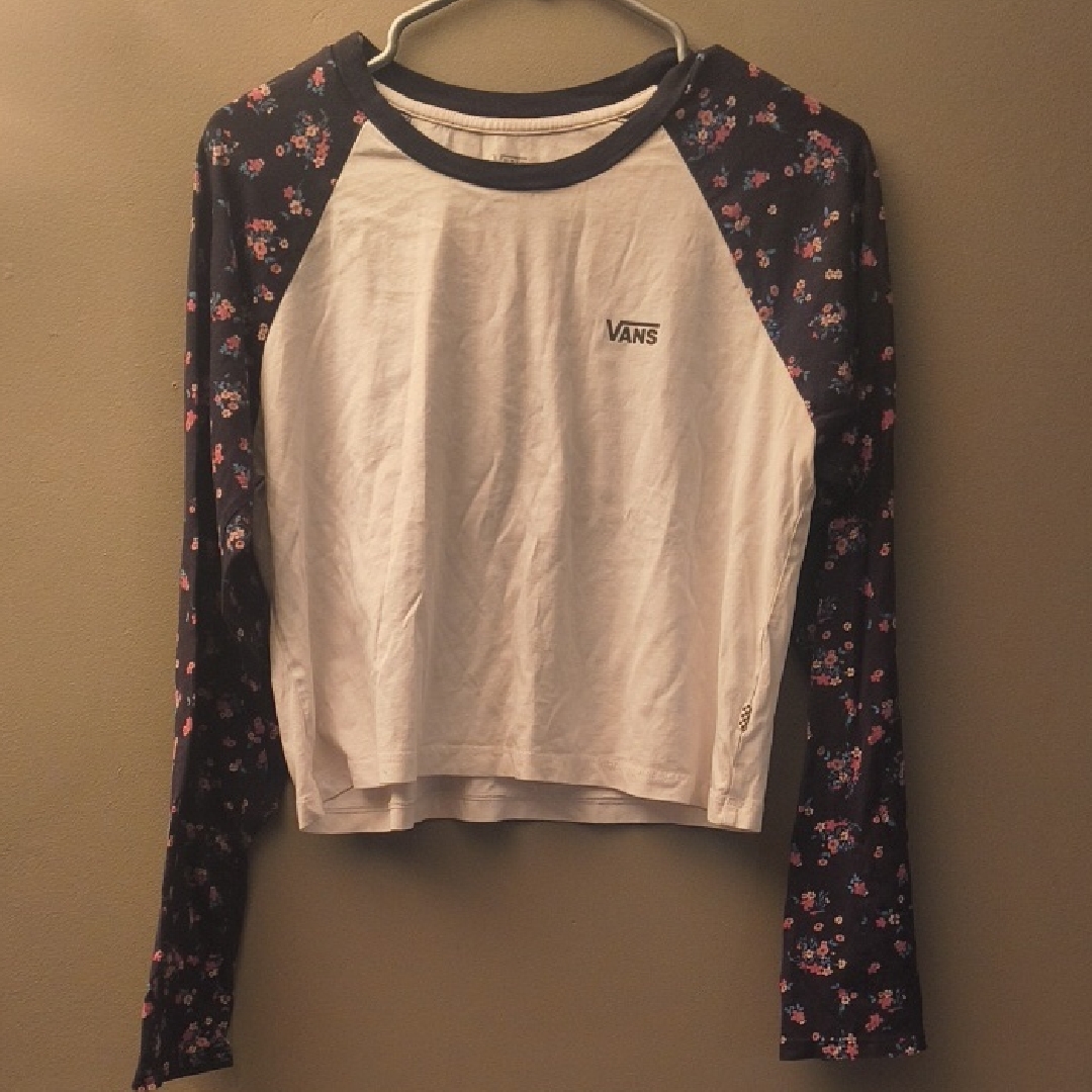 Vans White And Navy Floral Raglan Shirt